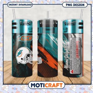 Miami Dolphins tumbler design featuring vibrant colors, perfect gift for fans