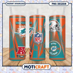 Miami Dolphins tumbler cup design features vibrant colors, perfect for fans