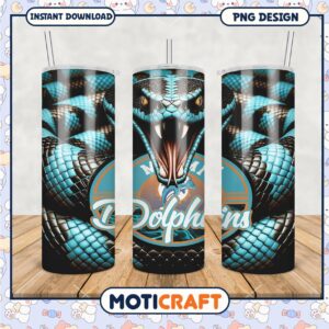 Miami Dolphins Snake Tumbler PNG, stylish design for fans and collectors