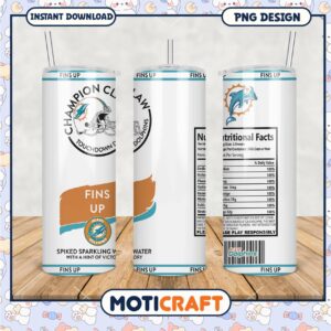 Miami Dolphins Fins Up Tumbler, Spiked Sparkling Water Design