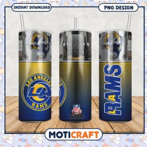 Los Angeles Rams tumbler with logo design, perfect for game day drinks