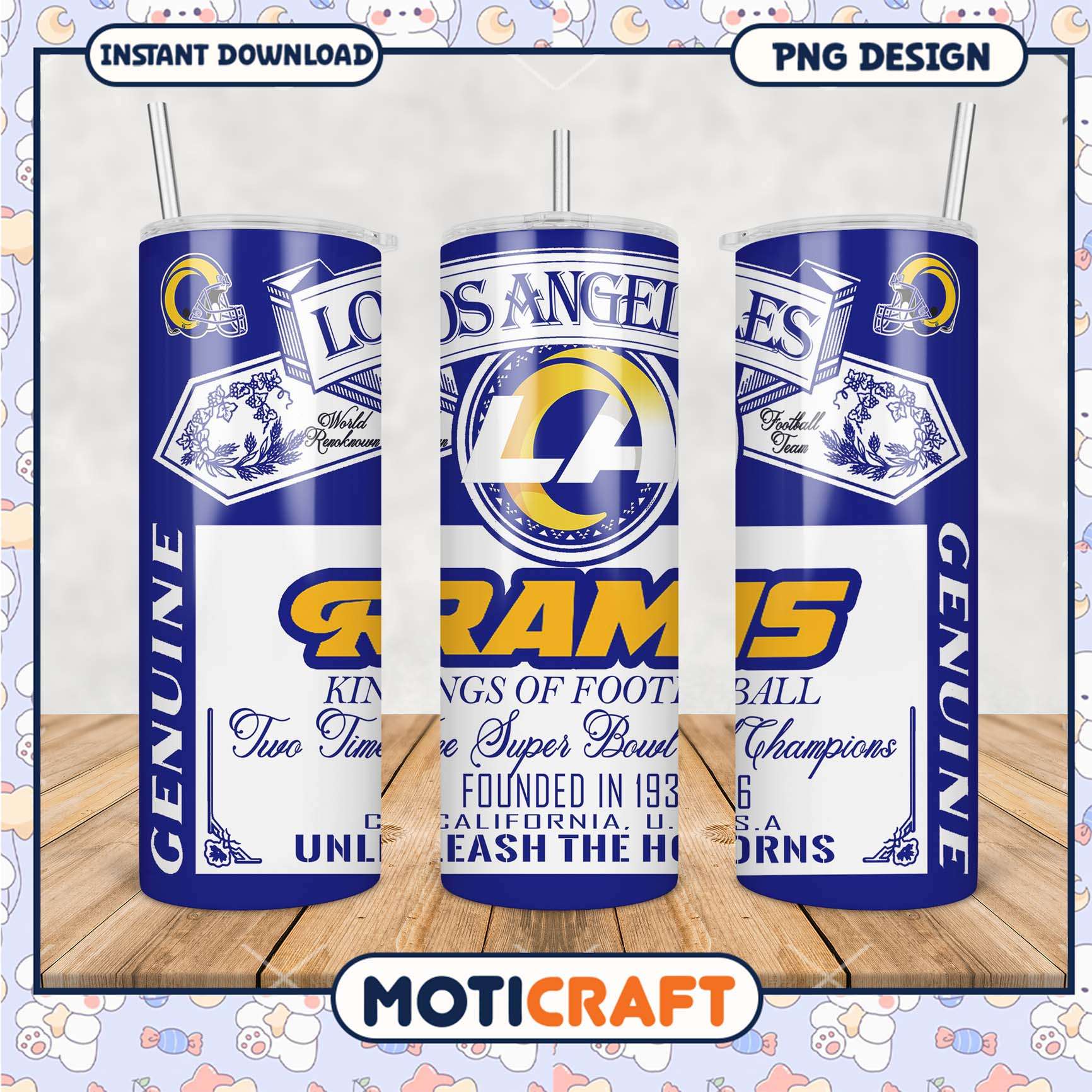 Los Angeles Rams tumbler featuring team colors and logo, perfect for fans Los Angeles Rams tumbler featuring team colors and logo, perfect for fans
