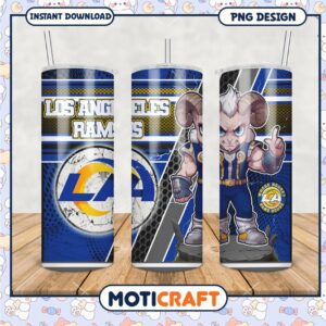 Los Angeles Rams tumbler design, perfect for game day fun