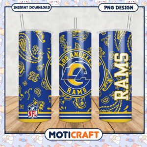 Los Angeles Rams tumbler cup design, perfect for NFL fans
