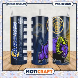 Los Angeles Rams Starbucks Tumbler PNG, Perfect for Fan Gifts