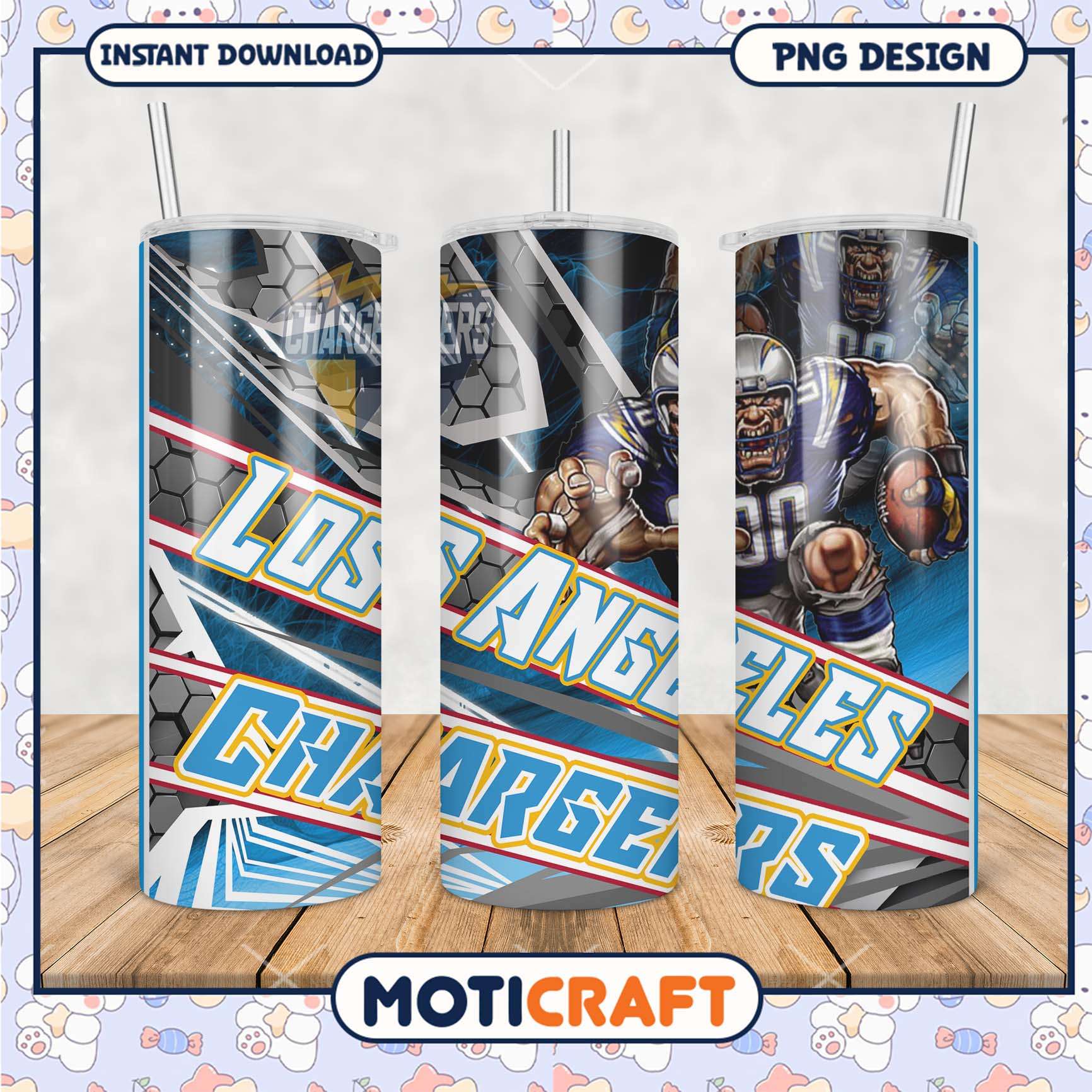 Los Angeles Chargers tumbler with dynamic design, perfect for fans Los Angeles Chargers tumbler with dynamic design, perfect for fans