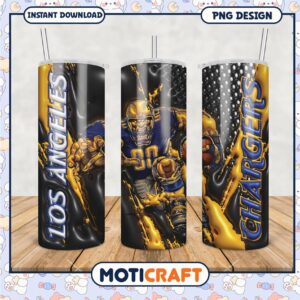 Los Angeles Chargers Tumbler PNG, Stylish Design for Fans