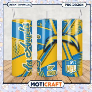 Los Angeles Chargers tumbler PNG design, perfect for NFL fans