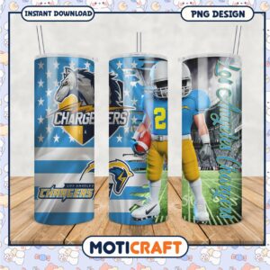 Los Angeles Chargers tumbler PNG design for fans, vibrant team graphics included