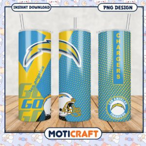 Los Angeles Chargers tumbler design, vibrant colors and style