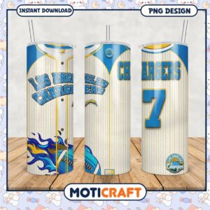 Los Angeles Chargers tumbler design, perfect for sports fans