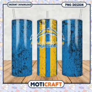 Los Angeles Chargers tumbler design, perfect for fans and gifts