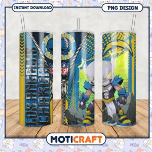 Los Angeles Chargers tumbler design for NFL fans, stylish and fun