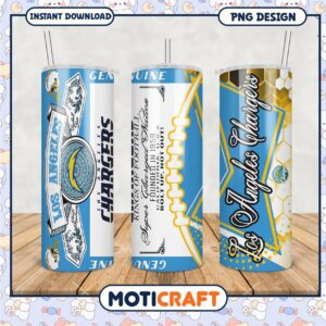 Los Angeles Chargers tumbler design for football fans, stylish and functional