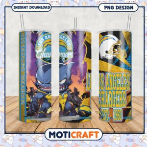 Los Angeles Chargers tumbler design for fans, perfect for drinks on the go
