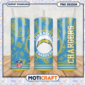Los Angeles Chargers tumbler cup design, perfect for fans and gifts