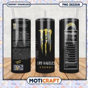 Los Angeles Chargers Energy Tumbler PNG, Perfect for Fans and Gifts