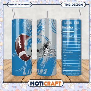 Lions Fan Tumbler with Football Design, Perfect for Game Day Drinks