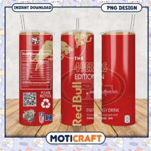 Limited Edition 49ers Red Bull Tumbler, Energize Your Game Day