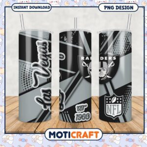Las Vegas Raiders tumbler with sleek design, perfect for fans