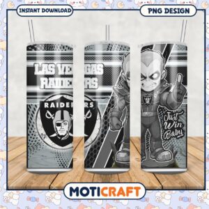Las Vegas Raiders tumbler design, features bold team graphics