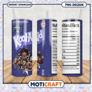 Kool Aid tumbler with nutritional facts, unique design for fun use