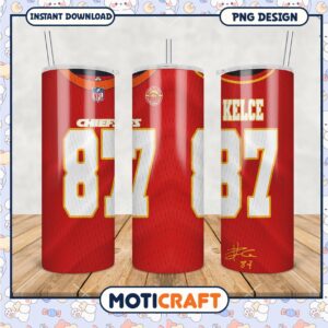 Kansas City Chiefs tumbler with jersey design, perfect for fans