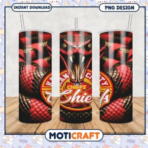 Kansas City Chiefs tumbler with striking snake design, perfect for fans
