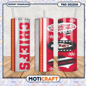Kansas City Chiefs Tumbler Design, Perfect for Holiday Cheer