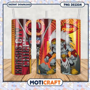 Kansas City Chiefs tumbler design for NFL fans, perfect for game day