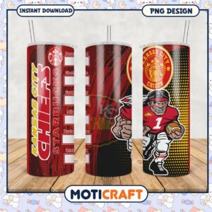 Kansas City Chiefs tumbler cup design for fans, perfect for drinks at home or on the go