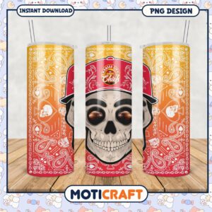 Kansas City Chiefs skull tumbler, unique design for fans and gifts