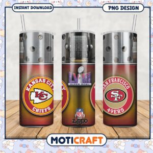 Kansas City Chiefs and San Francisco 49ers tumbler design, perfect for NFL fans