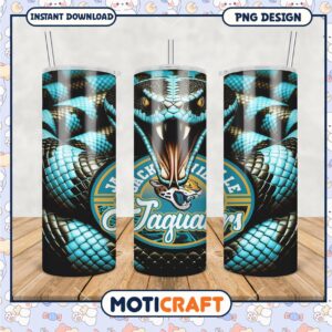 Jacksonville Jaguars tumbler with striking snake design, perfect for fans