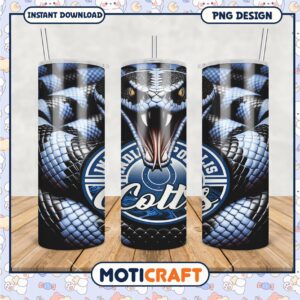 Indy Colts Snake Design Tumbler, perfect for game day use