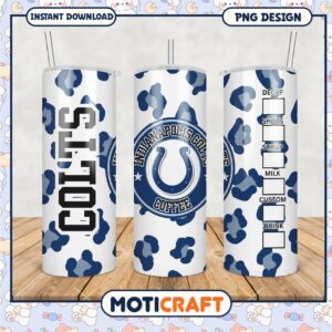 Indianapolis Colts Tumbler PNG with Custom Coffee Design, Perfect for Fans