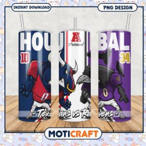 Houston vs Baltimore Football Tumblers, perfect for game day fun