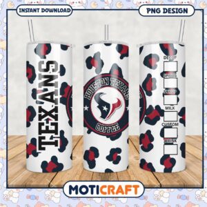 Houston Texans Tumblers with Leopard Print Design, Perfect for Fans