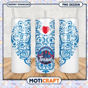 Houston Texans tumbler design with heart pattern, stylish and unique