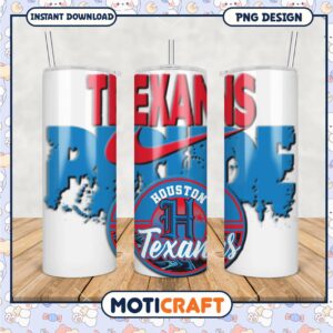 Houston Texans tumbler design featuring vibrant blue colors, perfect for fans