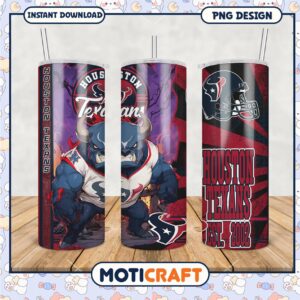 Houston Texans tumbler design featuring mascot art, perfect gift for fans