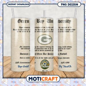 Green Bay University tumbler design for NFL fans