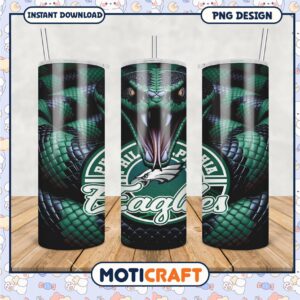Green Snake Design Tumbler PNG for Eagles Fans