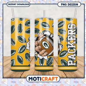 Green Bay Packers Tumbler with Football Design
