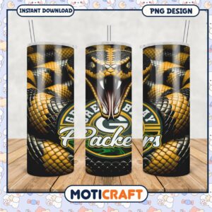 Green Bay Packers tumbler design with snake graphics