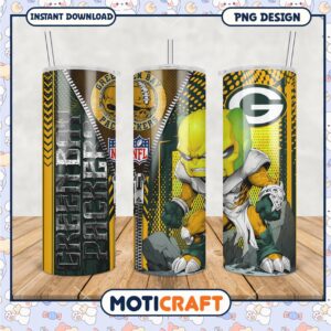 Green Bay Packers tumbler design features bold graphics