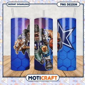 Football tumbler with bold athlete design