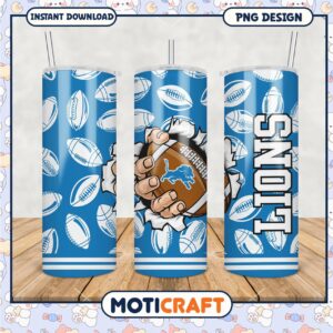 Football Themed Tumbler Blue Lions Design