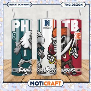 Eagles vs Buccaneers tumbler design for sports fans
