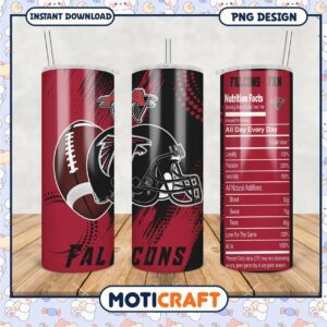 Falcons Fan Tumbler with Sports Nutrition Facts